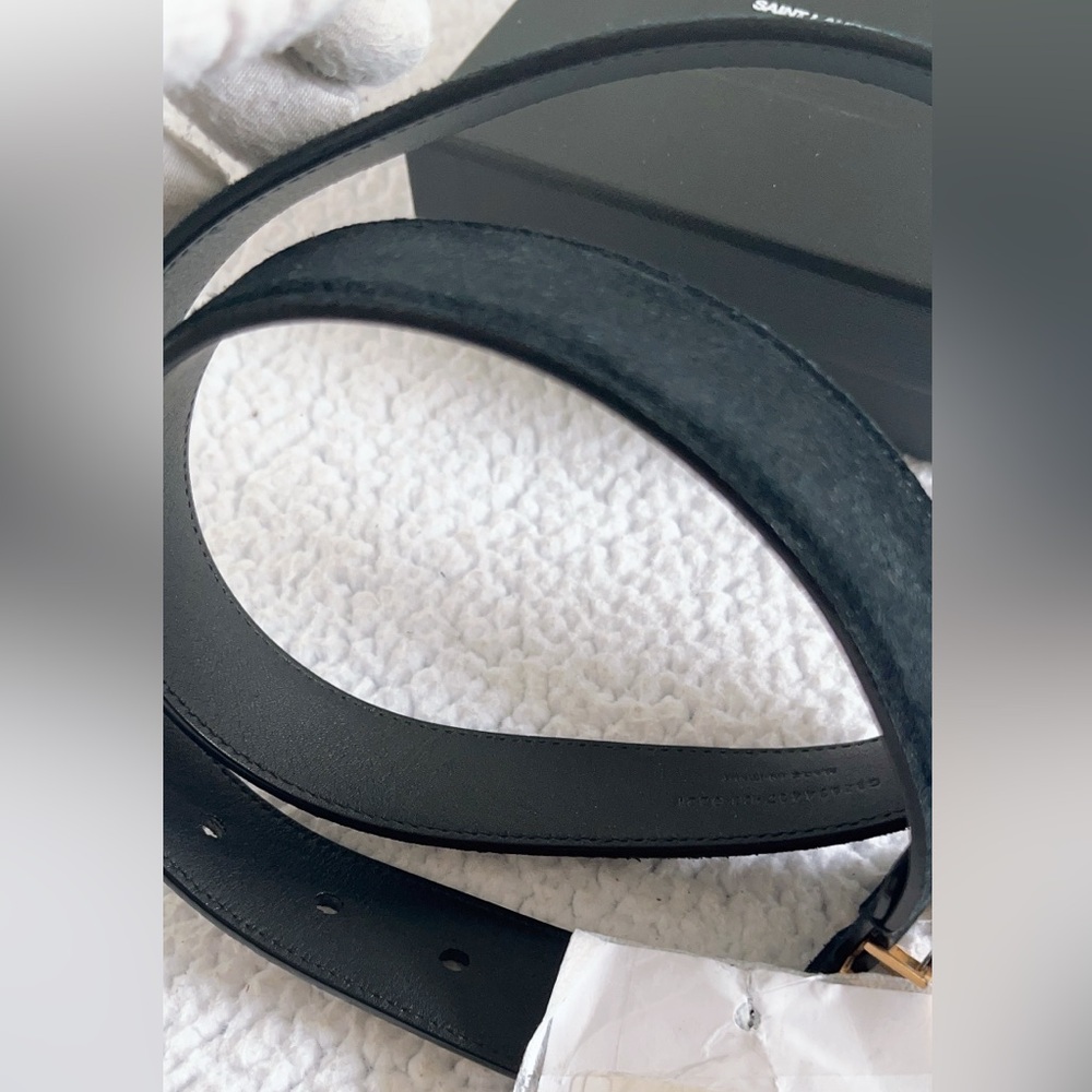 Saint Laurent  YSL Cassandre Belt With Square Buckle  In Suede - Picture 14 of 16